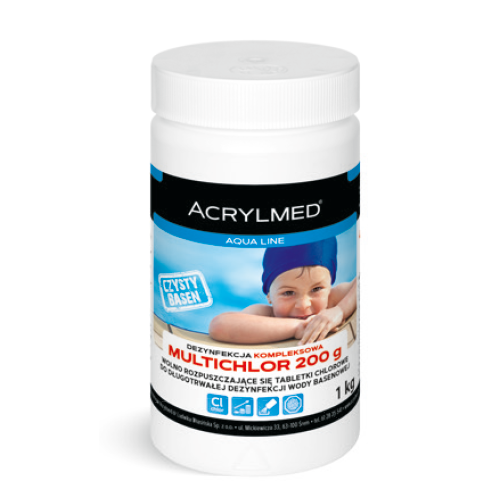 MULTICHLOR 200 g Wielofunkcyjne chlorowe uzdatnianie wody basenowej - opakowanie 1 kg