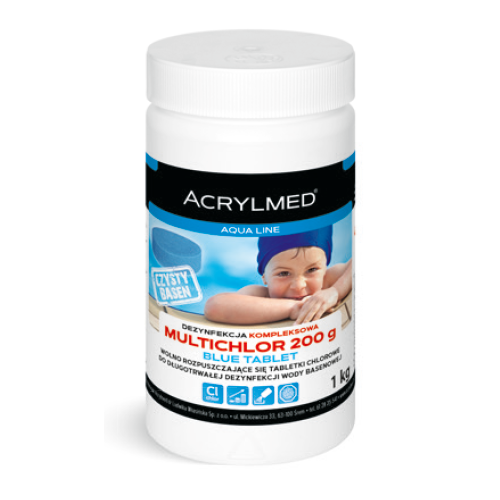 MULTICHLOR 200 g Blue Tablet Wielofunkcyjne chlorowe uzdatnianie wody basenowej - opakowanie 1 kg