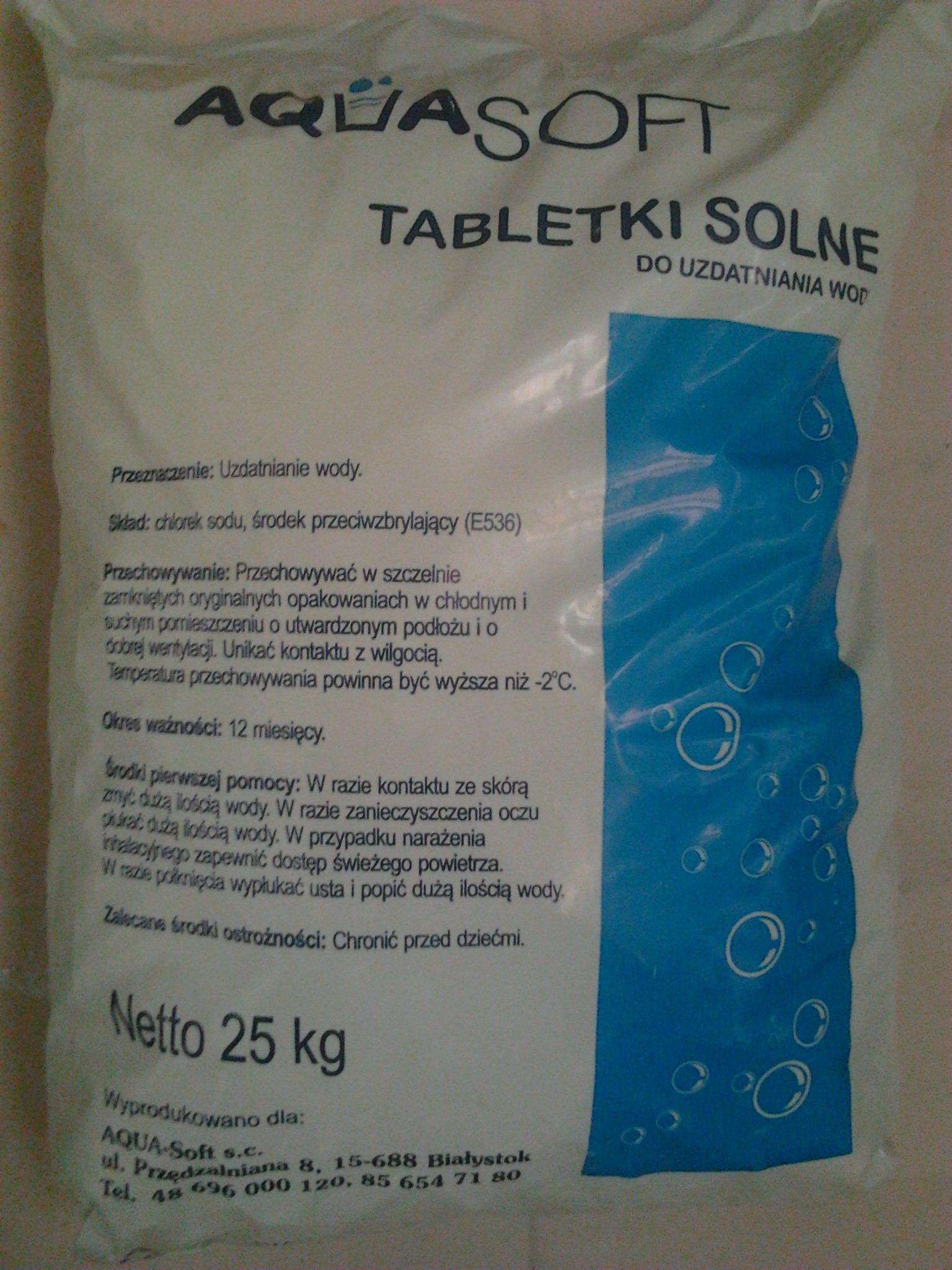 Sól tabletkowana - Opakowanie 25 kg